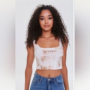 Forever 21 Spoiled Graphic Tie-Dye Tank Top Size Large